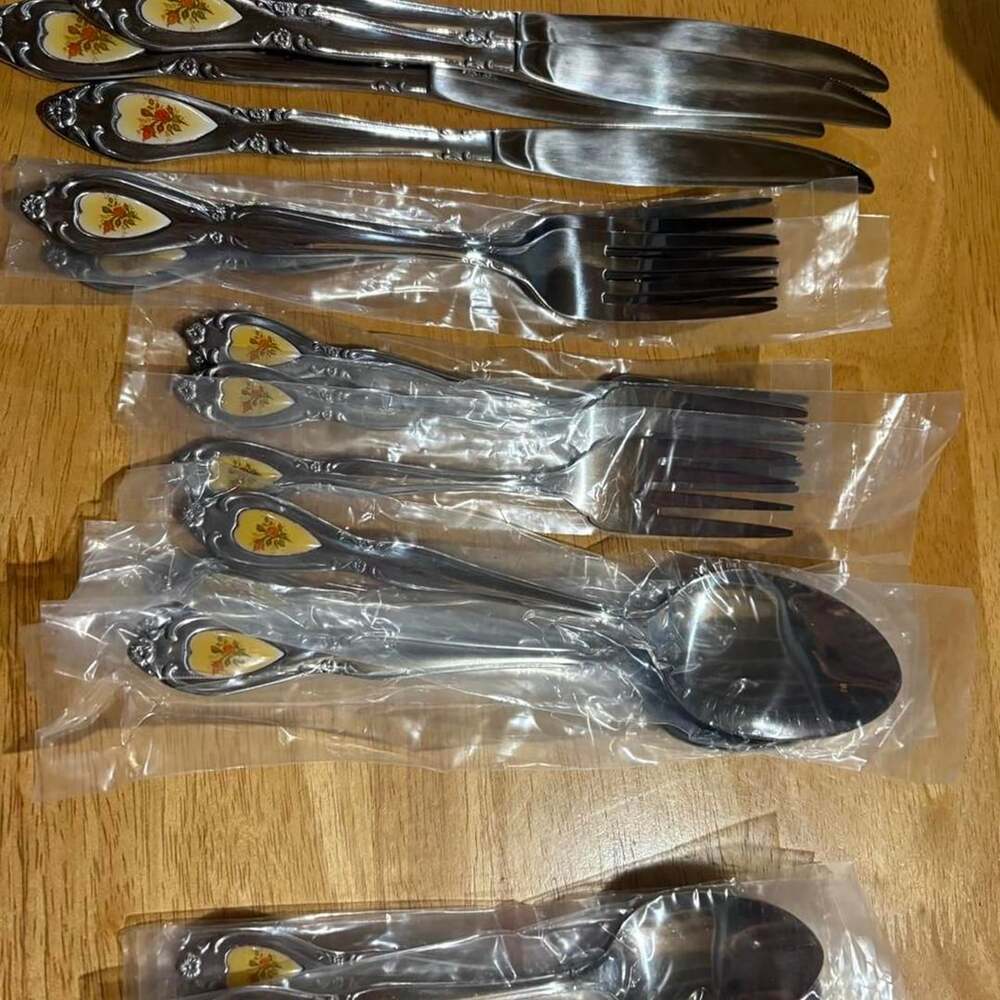 Custom Craft Floral Stainless Steel Cutlery Set